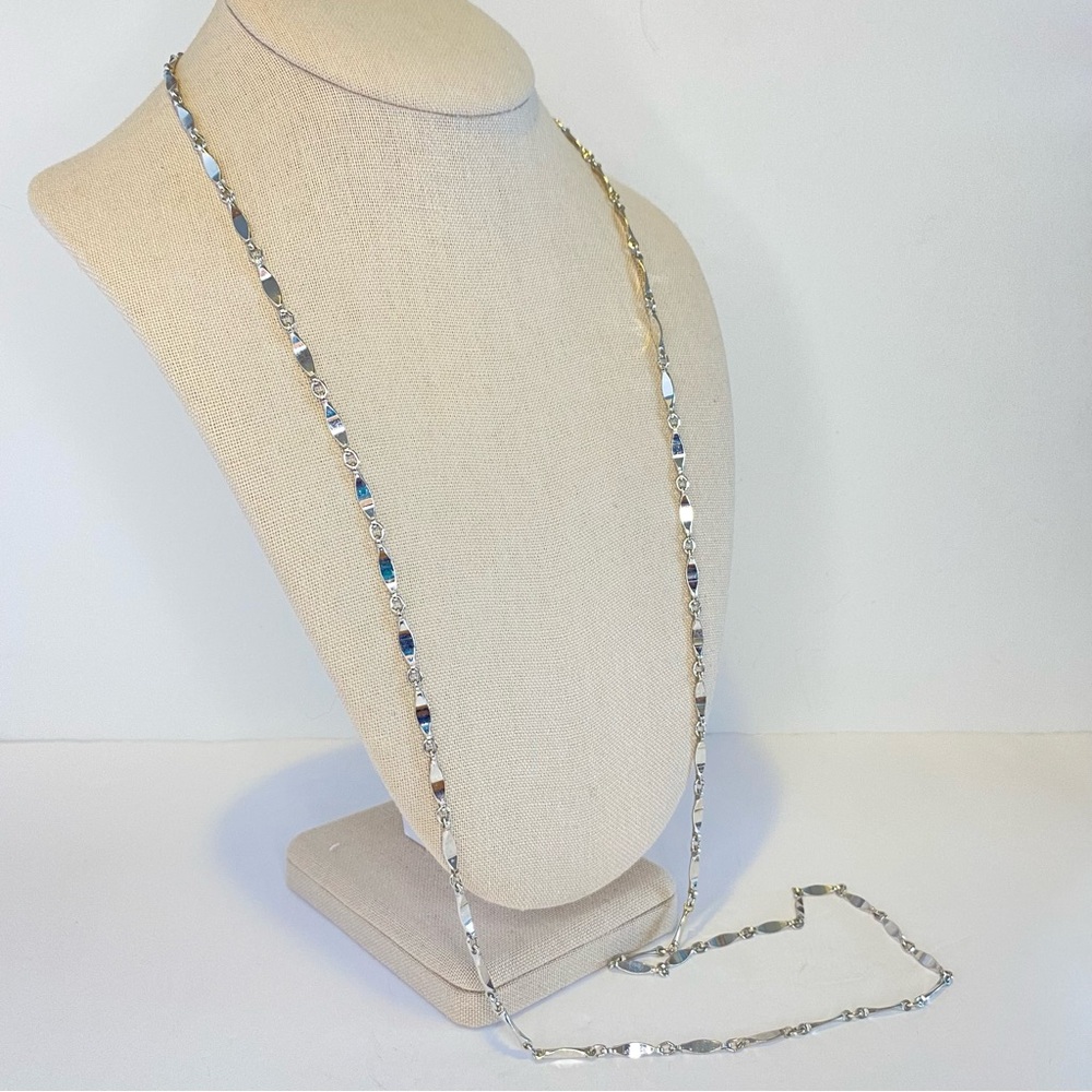 Vintage Silver Tone Elongated Long Bar Link Chain Necklace 40" - Picture 3 of 10